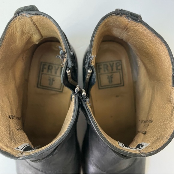 Frye Jayden Black Leather Cross Strap Moto Boots Size 6.5 - Picture 9 of 11